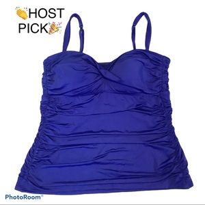 Jantzen Blue Twist-Front Ruched Tankini Swimsuit Top - 16